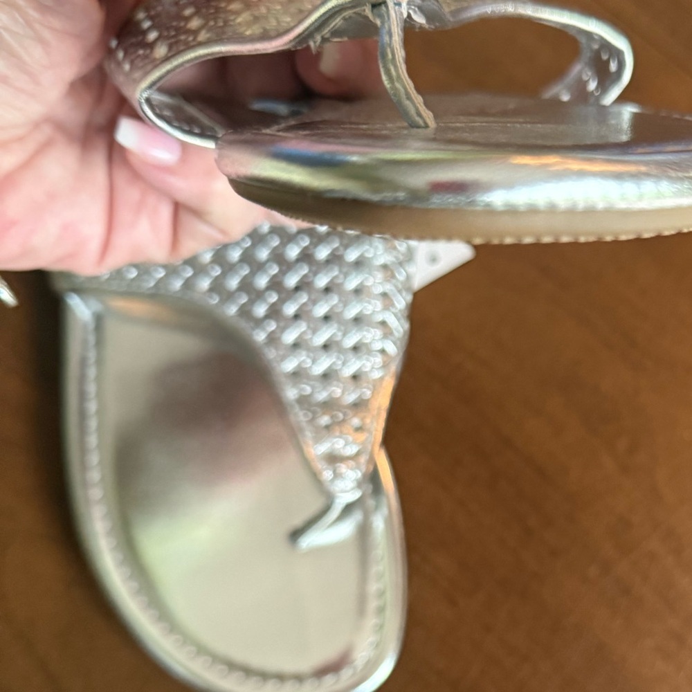 NWT Talbots Metallic Silver Woven Sandals SZ 9 Never Worn - Picture 9 of 12